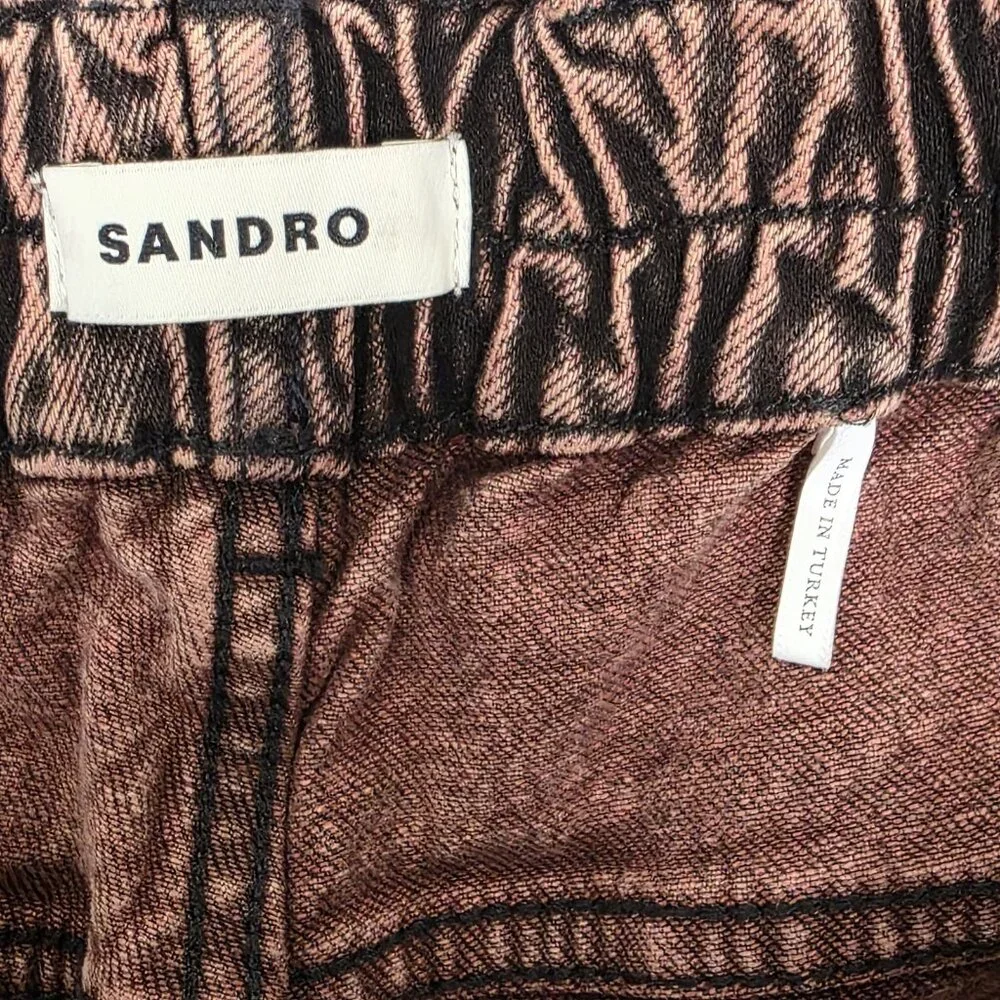 Sandro Shorts Men's 44 Denim Button Fly Distressed Bleach In Rose Bermuda New